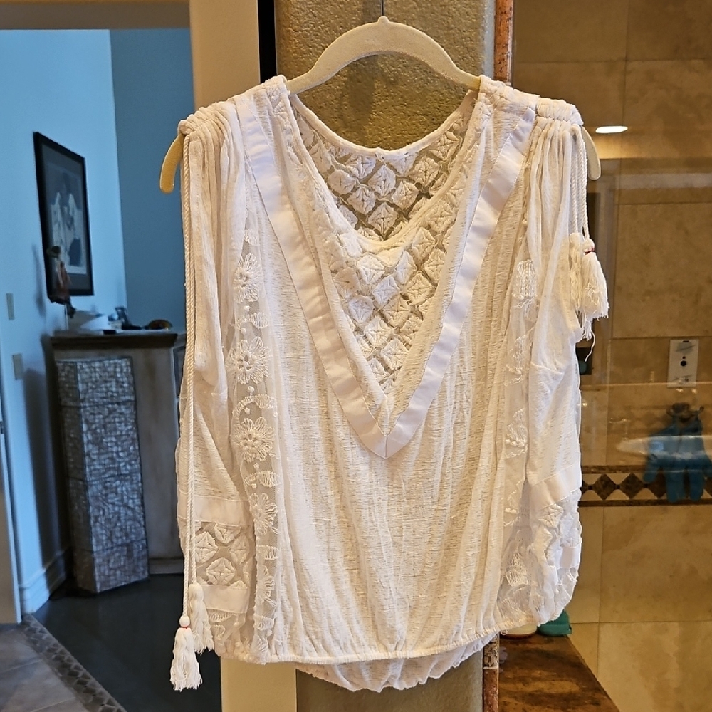 Free People White Lace Blouse
